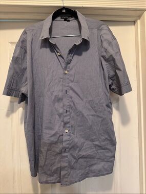 Theory Men's Button-Down Short Sleeve Shirt in Light Blue